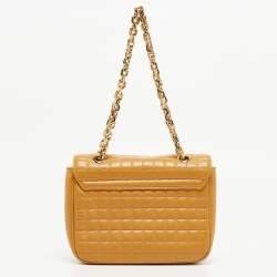 Pre Owned Celine Tan Quilted Leather Small C Flap Bag