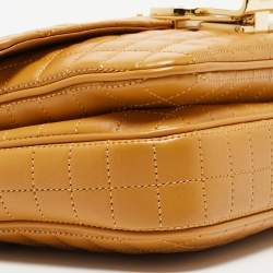 Pre Owned Celine Tan Quilted Leather Small C Flap Bag