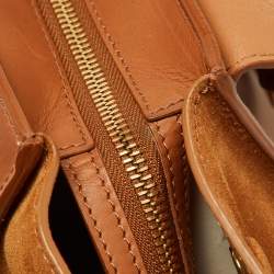 Pre Owned Celine Tan Leather and Suede Medium Trapeze Bag