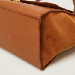 Pre Owned Celine Tan Leather and Suede Medium Trapeze Bag