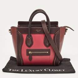 Pre Owned Celine Tri Color Leather Nano Luggage Tote