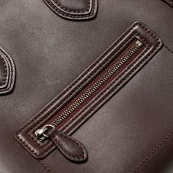 Pre Owned Celine Dark Burgundy Leather Mini Luggage Tote