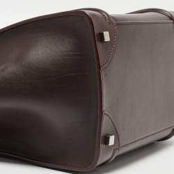 Pre Owned Celine Dark Burgundy Leather Mini Luggage Tote