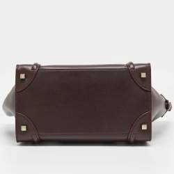 Pre Owned Celine Dark Burgundy Leather Mini Luggage Tote