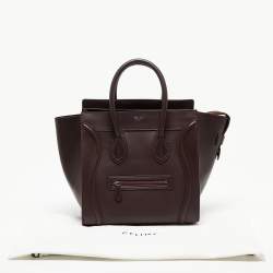 Pre Owned Celine Dark Burgundy Leather Mini Luggage Tote