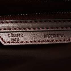 Pre Owned Celine Dark Burgundy Leather Mini Luggage Tote
