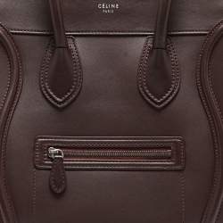 Pre Owned Celine Dark Burgundy Leather Mini Luggage Tote
