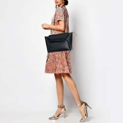 Pre Owned Celine Black Leather Mini Belt Top Handle Bag