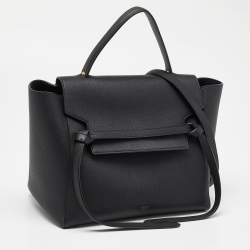 Pre Owned Celine Black Leather Mini Belt Top Handle Bag