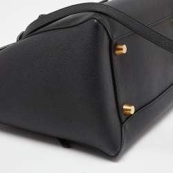 Pre Owned Celine Black Leather Mini Belt Top Handle Bag