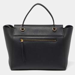 Pre Owned Celine Black Leather Mini Belt Top Handle Bag