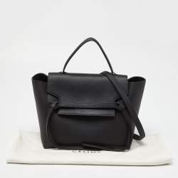 Pre Owned Celine Black Leather Mini Belt Top Handle Bag