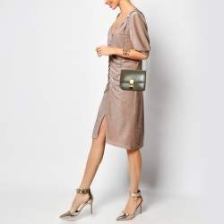 Celine Olive Green Leather Small Classic Box Flap Bag