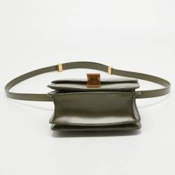 Celine Olive Green Leather Small Classic Box Flap Bag