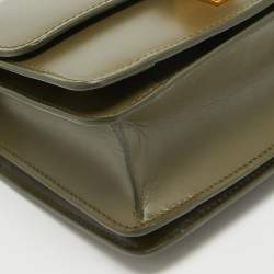 Celine Olive Green Leather Small Classic Box Flap Bag