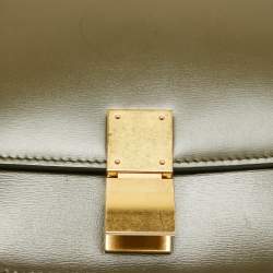 Celine Olive Green Leather Small Classic Box Flap Bag