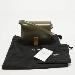 Celine Olive Green Leather Small Classic Box Flap Bag