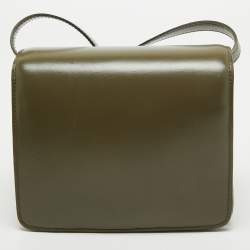 Celine Olive Green Leather Small Classic Box Flap Bag