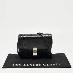 Pre Owned Celine Black Python Medium Classic Box Shoulder Bag