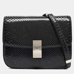 Pre Owned Celine Black Python Medium Classic Box Shoulder Bag