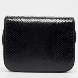 Pre Owned Celine Black Python Medium Classic Box Shoulder Bag