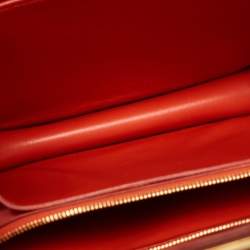Pre Owned Celine Coral Red Leather Medium Classic Box Shoulder Bag