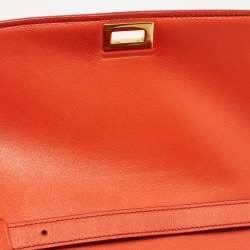 Pre Owned Celine Coral Red Leather Medium Classic Box Shoulder Bag