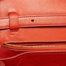 Pre Owned Celine Coral Red Leather Medium Classic Box Shoulder Bag