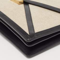 Pre Owned Celine Black/Grey Canvas and Leather Diamond Shoulder Bag