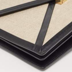 Pre Owned Celine Black/Grey Canvas and Leather Diamond Shoulder Bag