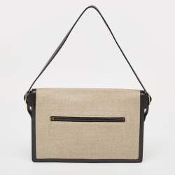 Pre Owned Celine Black/Grey Canvas and Leather Diamond Shoulder Bag