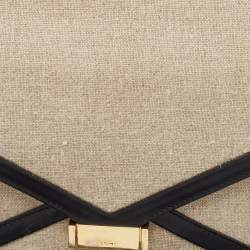 Pre Owned Celine Black/Grey Canvas and Leather Diamond Shoulder Bag