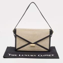 Pre Owned Celine Black/Grey Canvas and Leather Diamond Shoulder Bag