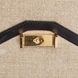 Pre Owned Celine Black/Grey Canvas and Leather Diamond Shoulder Bag