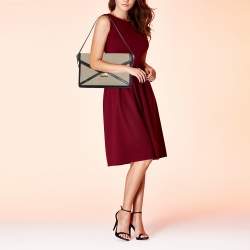 Pre Owned Celine Black/Grey Canvas and Leather Diamond Shoulder Bag