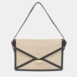 Pre Owned Celine Black/Grey Canvas and Leather Diamond Shoulder Bag