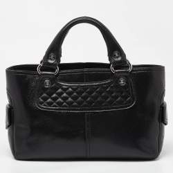 Pre Owned Celine Black Quilted Glossy Leather Boogie Tote