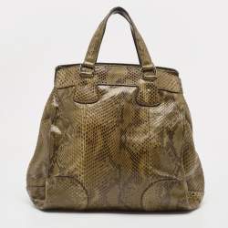 Pre Owned Celine Olive Green Python Charm Tote