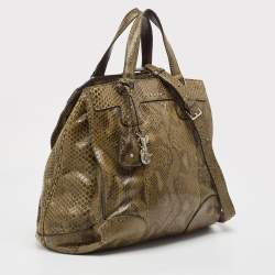 Pre Owned Celine Olive Green Python Charm Tote