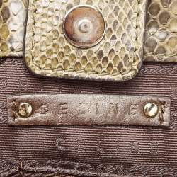 Pre Owned Celine Olive Green Python Charm Tote