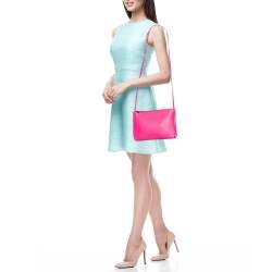 Pre Owned Celine Pink Leather Large Trio Zip Crossbody Bag