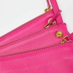 Pre Owned Celine Pink Leather Large Trio Zip Crossbody Bag