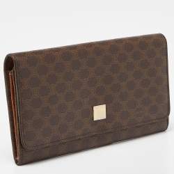 Celine Brown Macadam Coated Canvas and Leather Continental Wallet