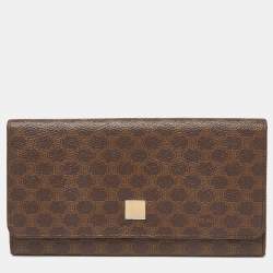 Celine Brown Macadam Coated Canvas and Leather Continental Wallet