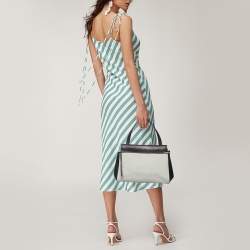 Pre Owned Céline Black/Off White Canvas and Leather Small Edge Bag