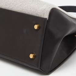 Pre Owned Céline Black/Off White Canvas and Leather Small Edge Bag