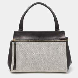 Pre Owned Céline Black/Off White Canvas and Leather Small Edge Bag