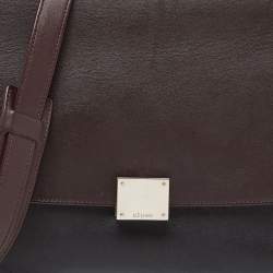 Pre Owned Celine Tri Color Leather and Suede Small Trapeze Top Handle Bag