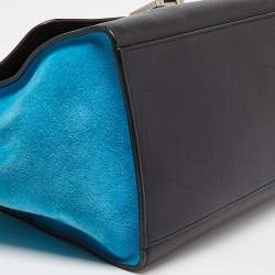 Pre Owned Celine Tri Color Leather and Suede Small Trapeze Top Handle Bag
