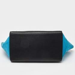 Pre Owned Celine Tri Color Leather and Suede Small Trapeze Top Handle Bag